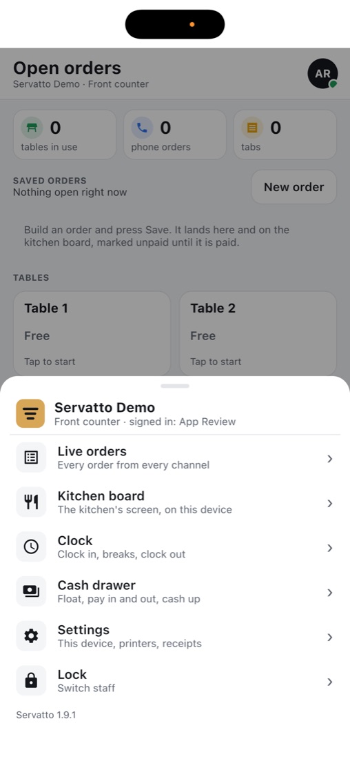 The Register's open orders on a phone.